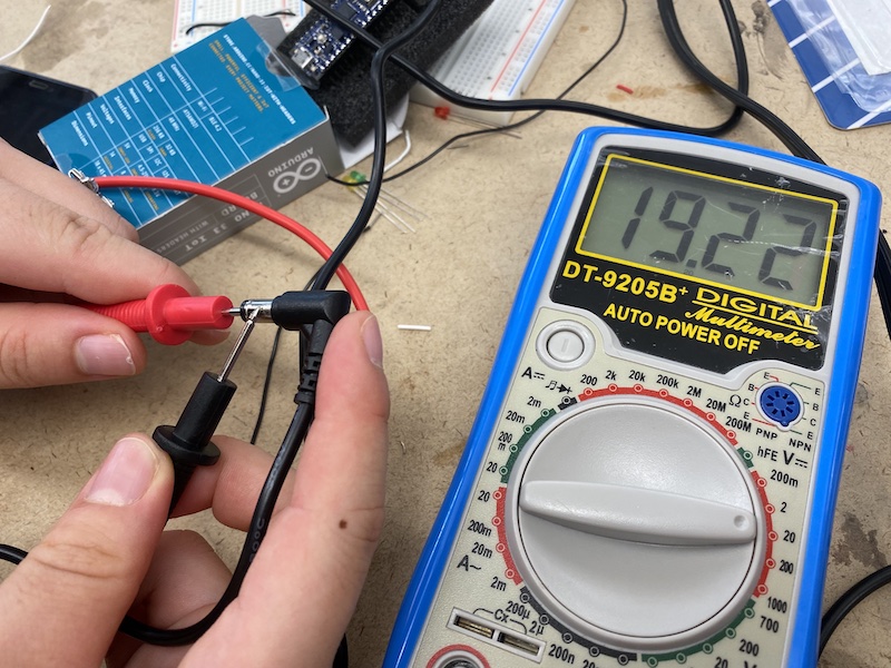 Measuring the voltage from the converter, which was 19V