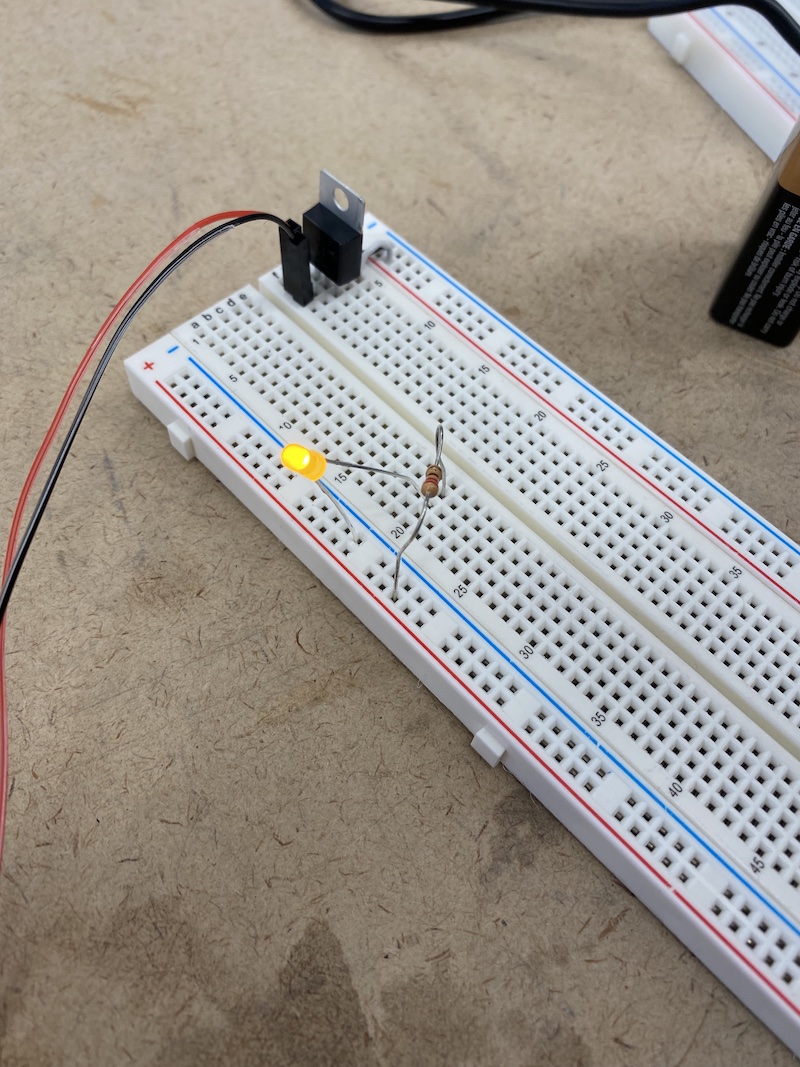 Second attempt at wiring, LED lights up!
