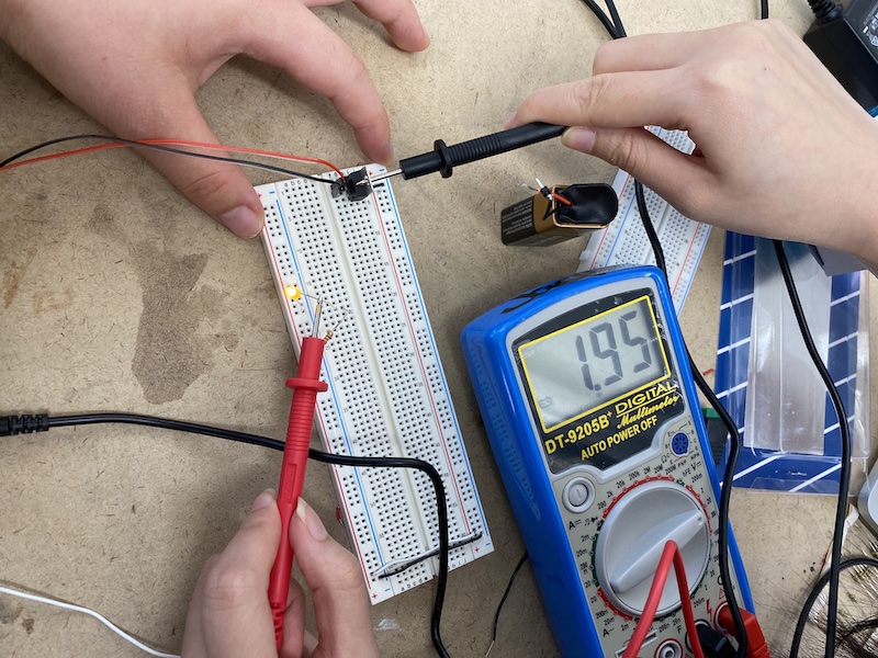 Measuring voltage going into the LED, which read 1.95V.