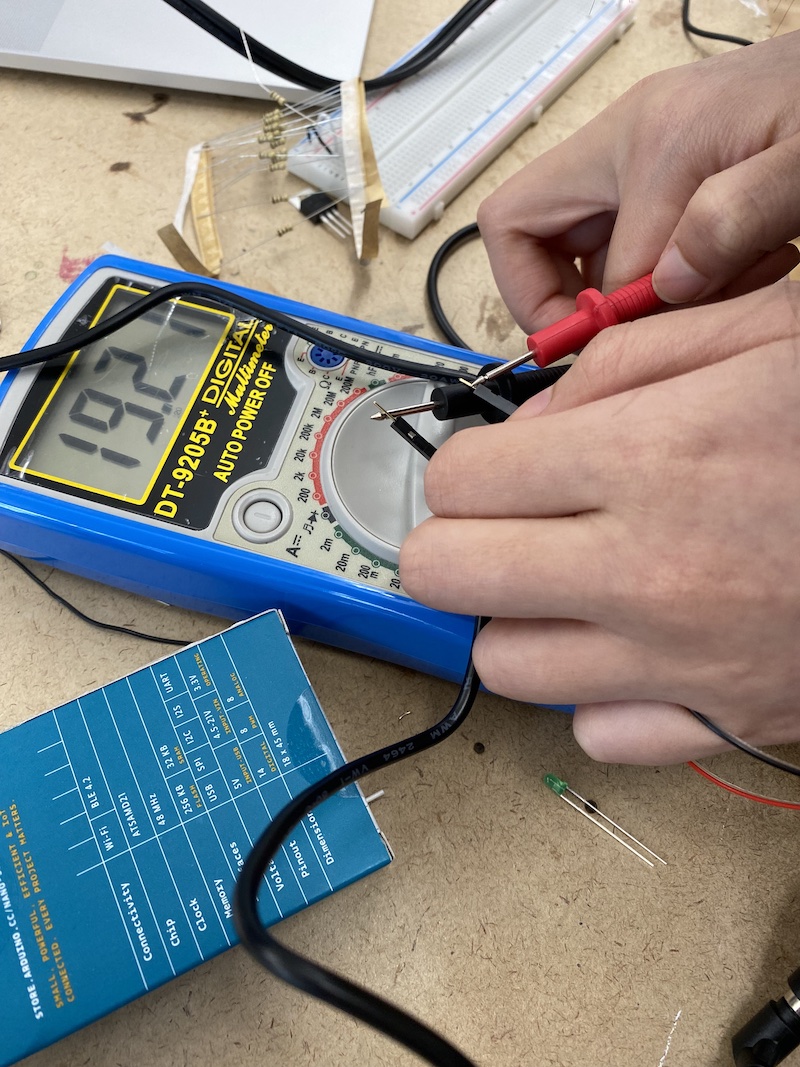 Making sure that power was still coming out of the power jack, after connecting the converter.