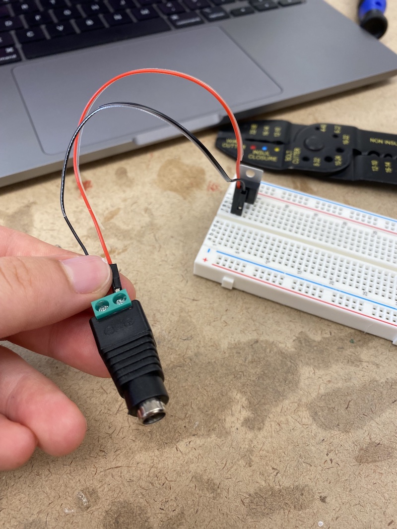 Hook up the powerjack to the breadboard